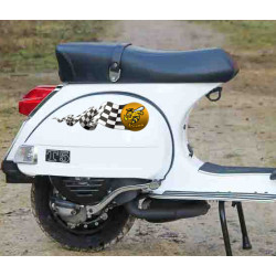 A pair of gold Vespa Angry Wasp with Checkers flag decals